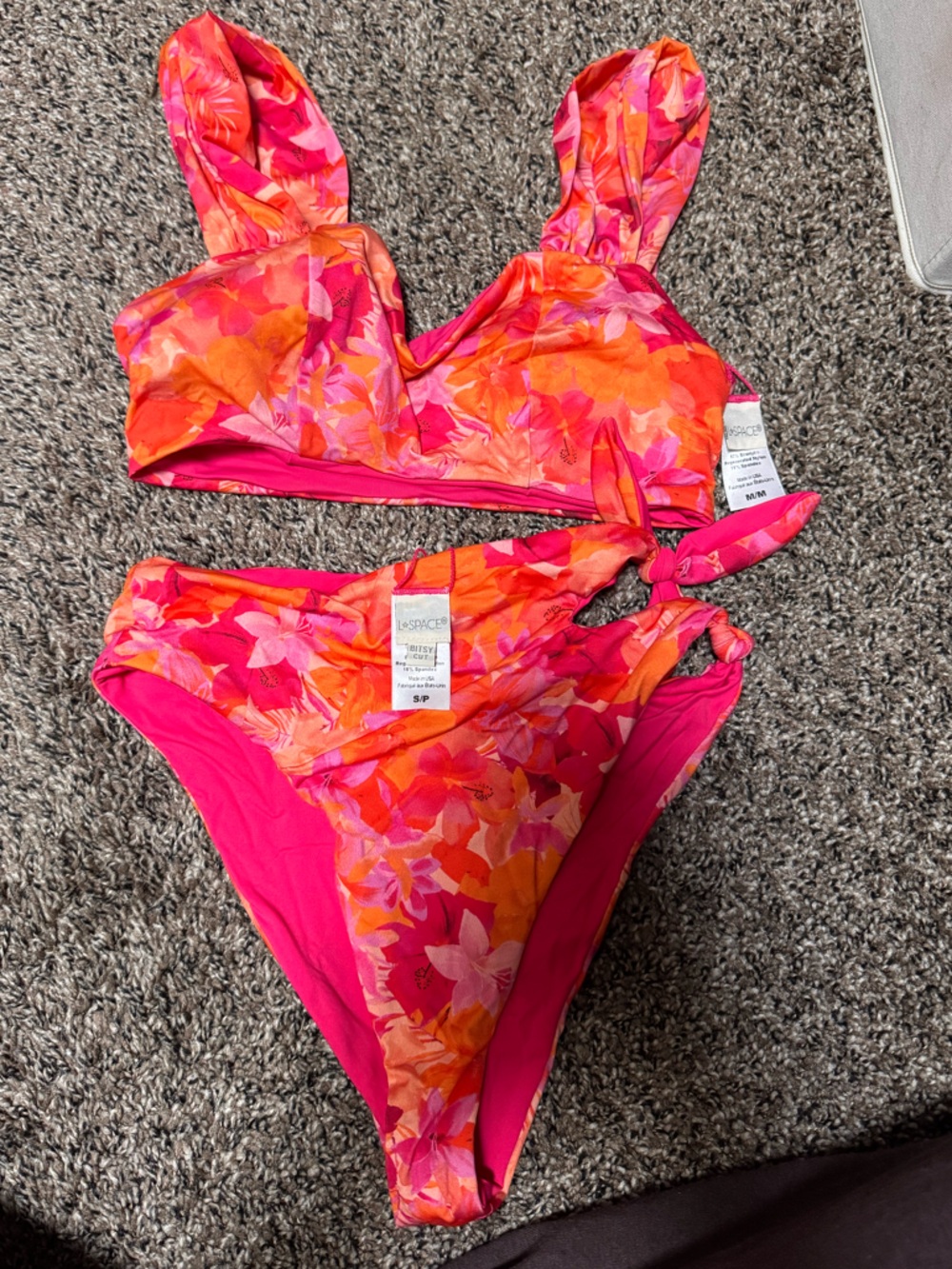 Lspace Pink & Orange Floral Bikini